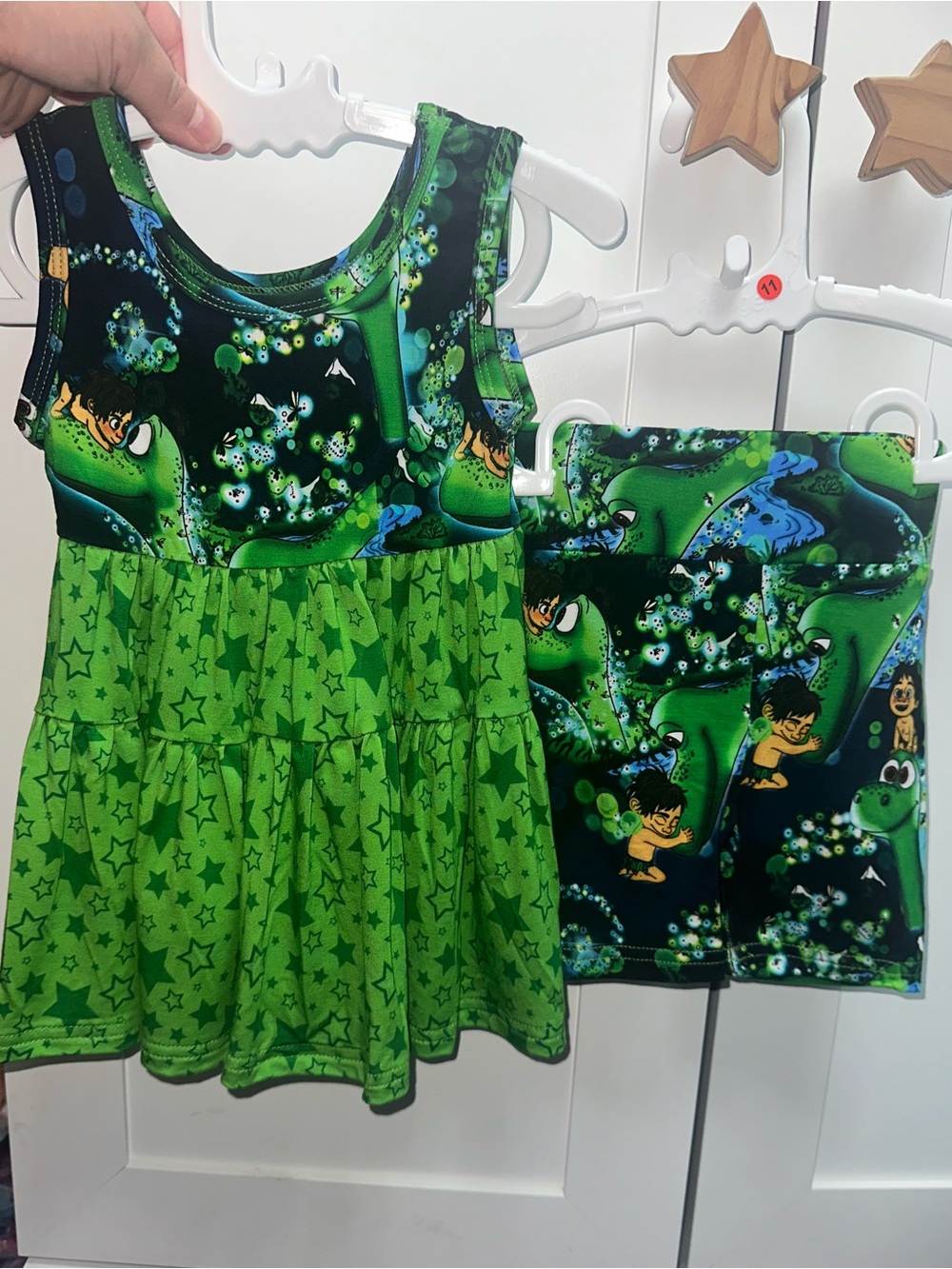 Girls Good Dino tank peplum & Playful Printed Set